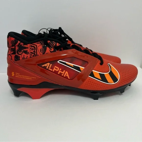 Nike Men's Alpha Menace 4 Pro Picante Red/Blk Football Cleats Size 11.5 - Picture 4 of 9